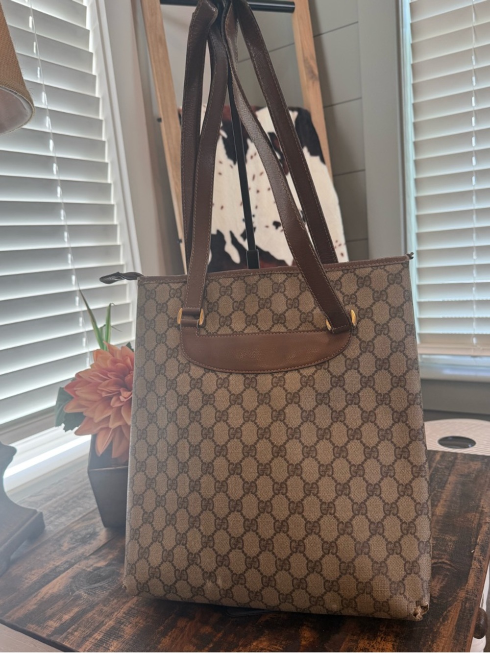 Authentic Gucci Vintage Supreme Tote w/Brown leather trim - Picture 4 of 12